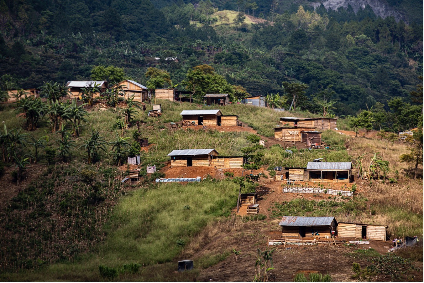 La nueva Quejá está hecha de casas de madera y lámina. Los terrenos en donde los sobrevivientes de la comunidad se instalaron tampoco están libres de riesgo de derrumbe, ha dicho la Conred. 