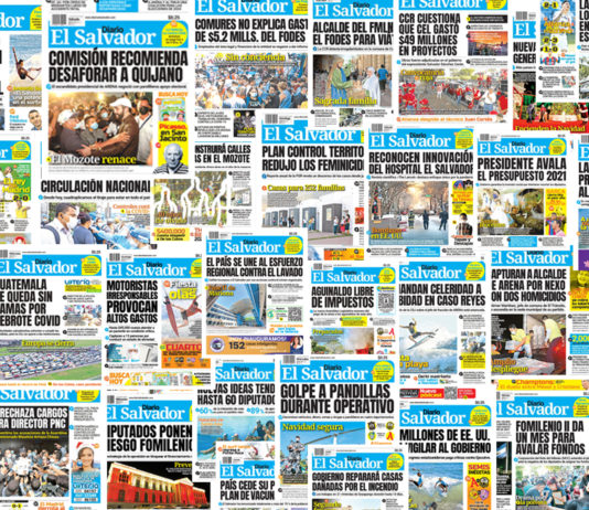 Collage con algunas de las 400 portadas de Diario El Salvador analizadas para este reportaje.